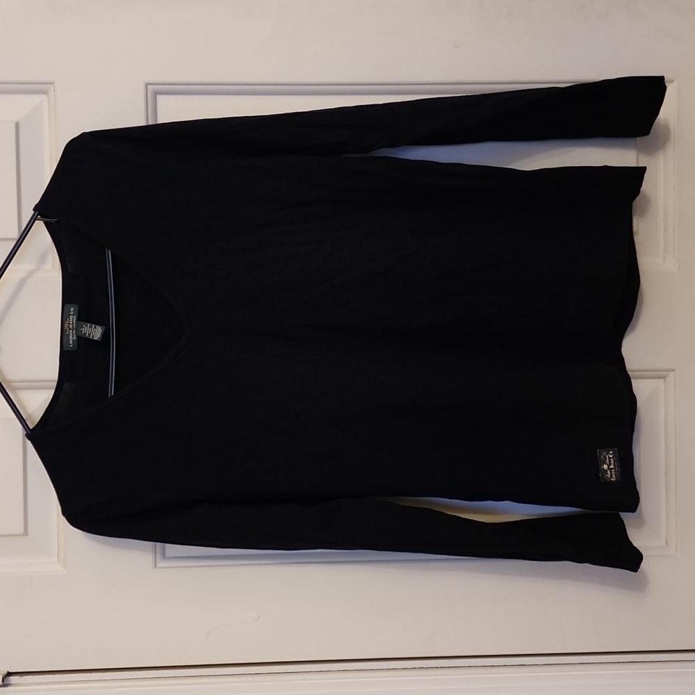 LRL Lauren Jean Company Navy V-Neck Long Sleeve Tee